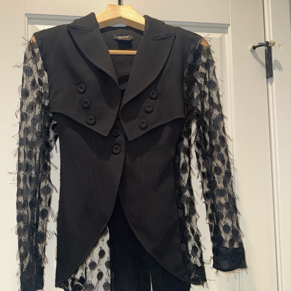 Elegant Black Lace Sleeve Women's Jacket